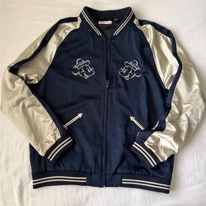 Disney Satin Navy and Cream Bomber Varsity Jacket